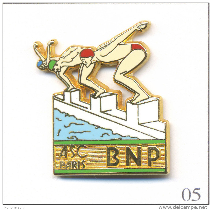 Pin´s Banque / Assurance - Banque BNP / ASC Paris - Section Natation. Estampillé Ballard. Zamac. T457-05 - Banques