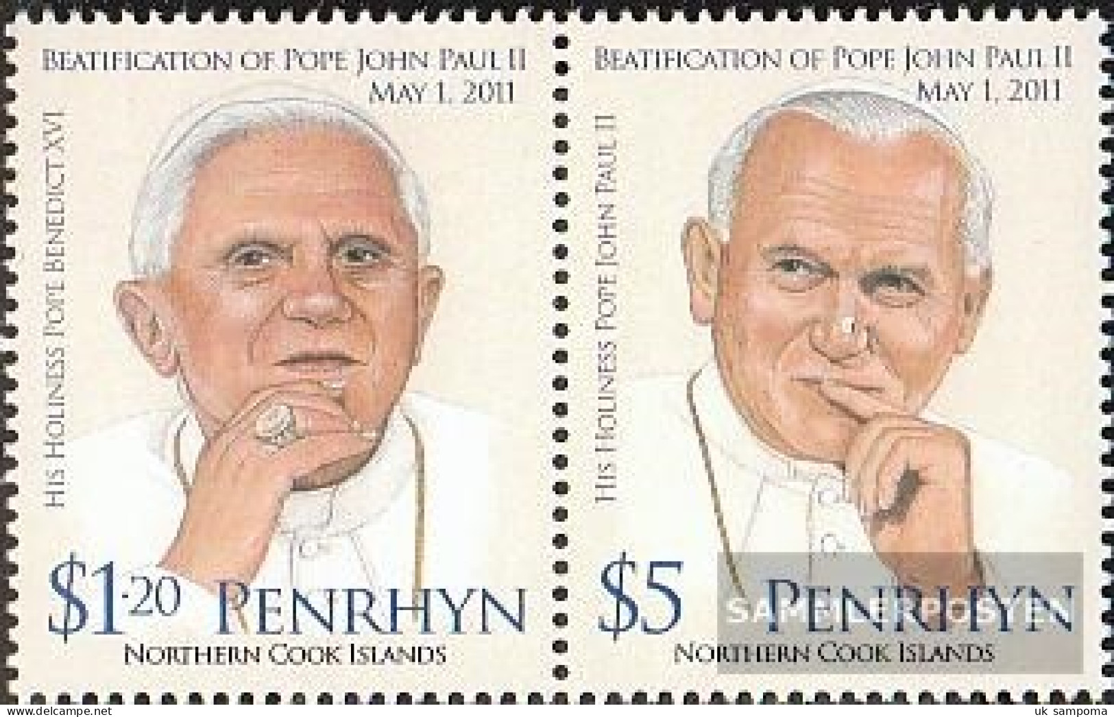 Penrhyn 668-669 Couple (complete Issue) Unmounted Mint / Never Hinged 2012 Pope Johannes Paul II. - Penrhyn