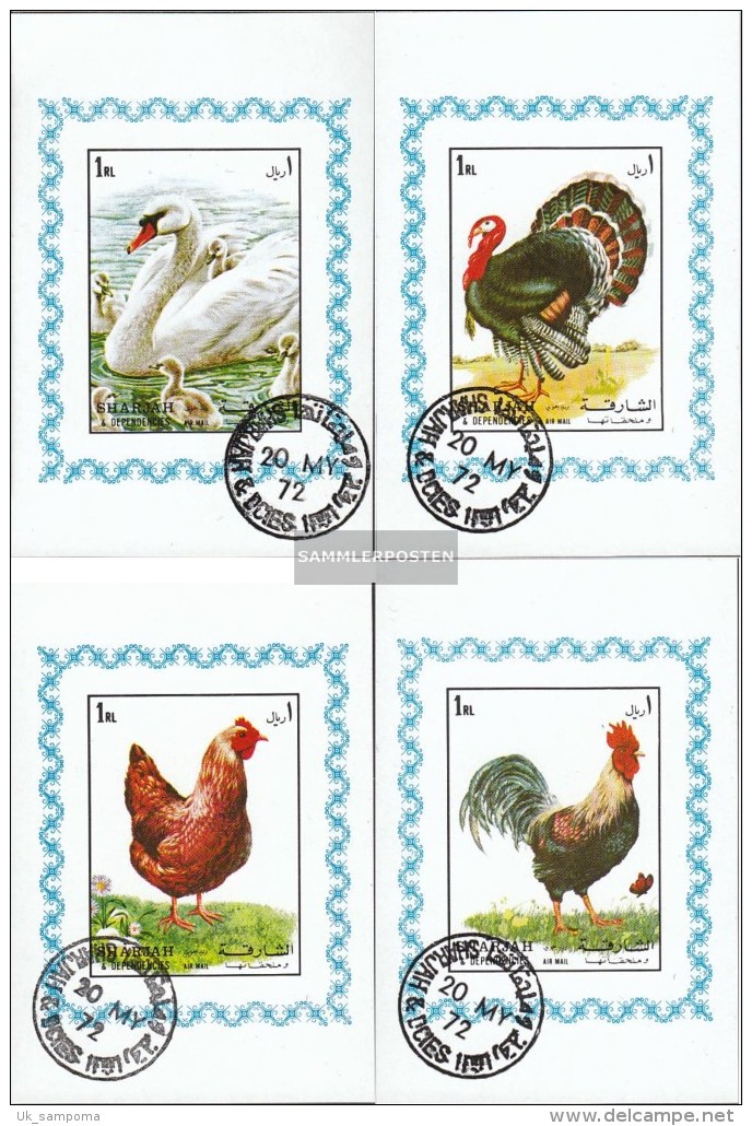 Sharjah Block1190-block1193 (complete Issue) Fine Used / Cancelled 1972 Birds - Sharjah