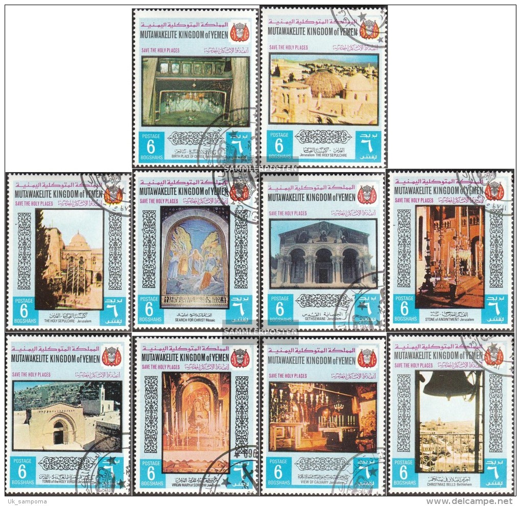 Yemen (UK) 817A-826A (complete Issue) Fine Used / Cancelled 1969 Holy Sites Of Christianity - Yemen