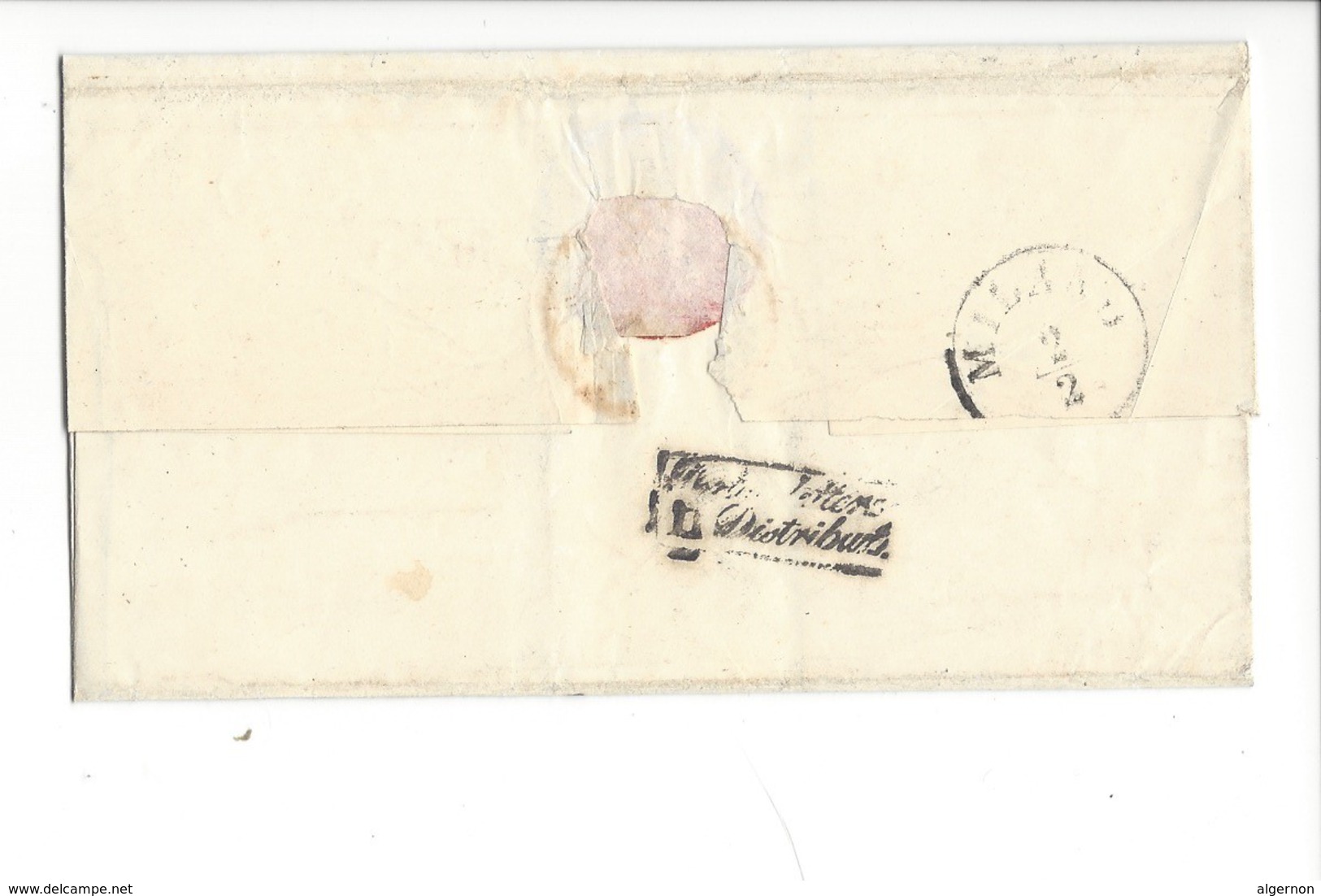 15033 - Lettre Pavia Pour Milano 01.02.1853 15 Centime Rouge - Lombardo-Vénétie