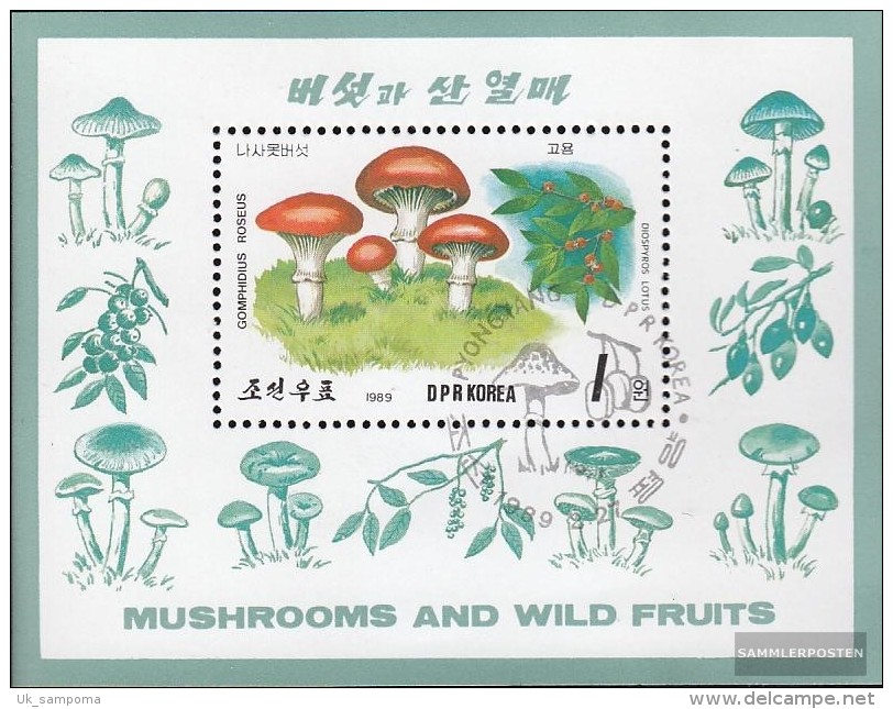 North-Korea Block244 (complete Issue) Fine Used / Cancelled 1989 Mushrooms And Berries - Korea, North