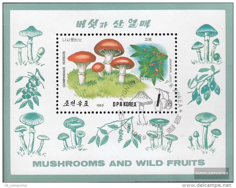 North-Korea Block244 (complete Issue) Fine Used / Cancelled 1989 Mushrooms And Berries - Korea (Nord-)