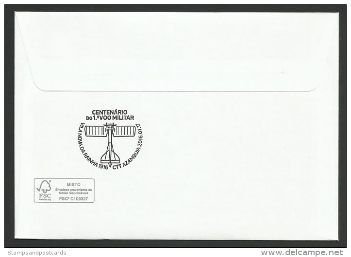 Portugal 2016 Vol Commemoratif Azambuja Centenaire Premier Vol Militaire Event Flight First Military Flight Centennial - Lettres & Documents