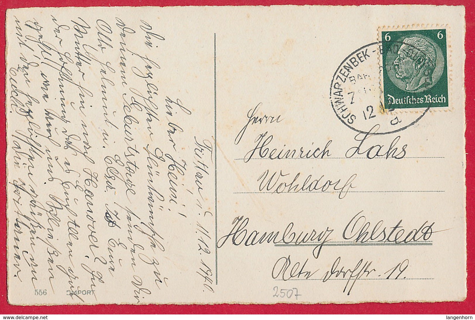 Karte Mit Bahnpost-Stempel 'Schwarzenbeck - Bad Oldesloe' ~ 1940 - Covers & Documents