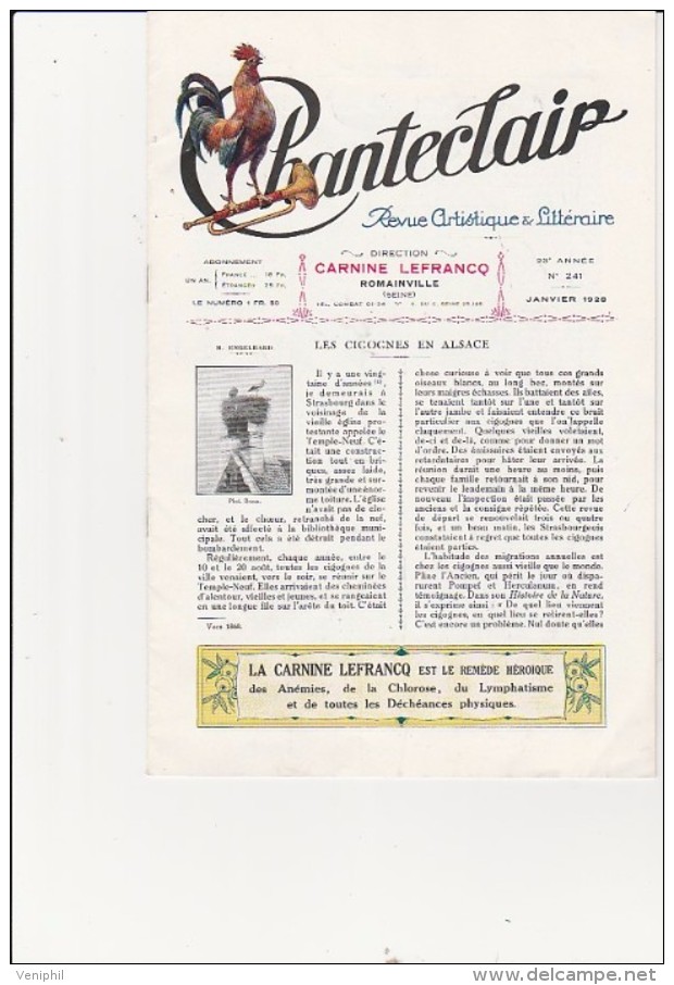 REVUE ARTISTIQUE ET LITTERAIRE -"CHANTECLAIR" N° 241 -ANNEE 1928 - 1900 - 1949