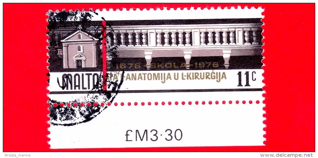 MALTA - Usato - 1976 - 300 Anni Della Scuola Di Anatomia E Chirurgia - Sacra Infermeria - 11 - Malta