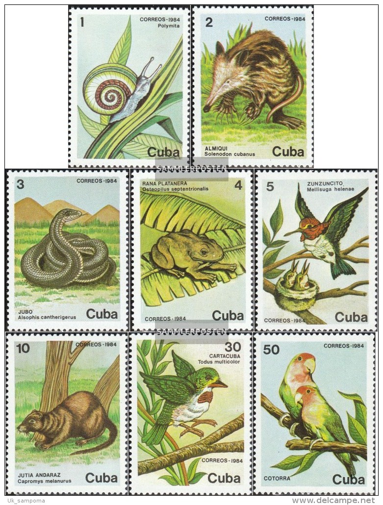 Cuba 2886-2893 (complete Issue) Unmounted Mint / Never Hinged 1984 Protected Animals - Ungebraucht