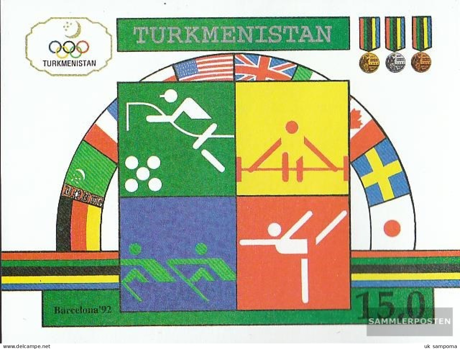 Turkmenistan Block2 (complete Issue) Unmounted Mint / Never Hinged 1992 Olympics Summer 92 - Turkmenistán