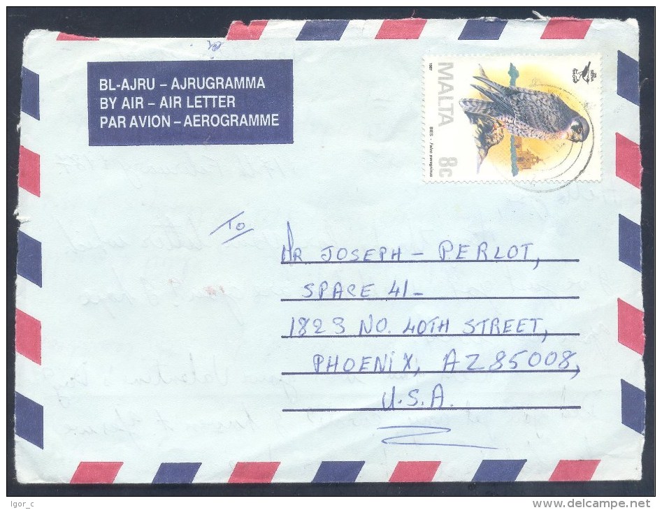 Malta 1987 Air Mail Cover: Fauna Falco Falcon Falcao Peregrino; The Peregrine Falcon (Falco Peregrinus), - Adler & Greifvögel