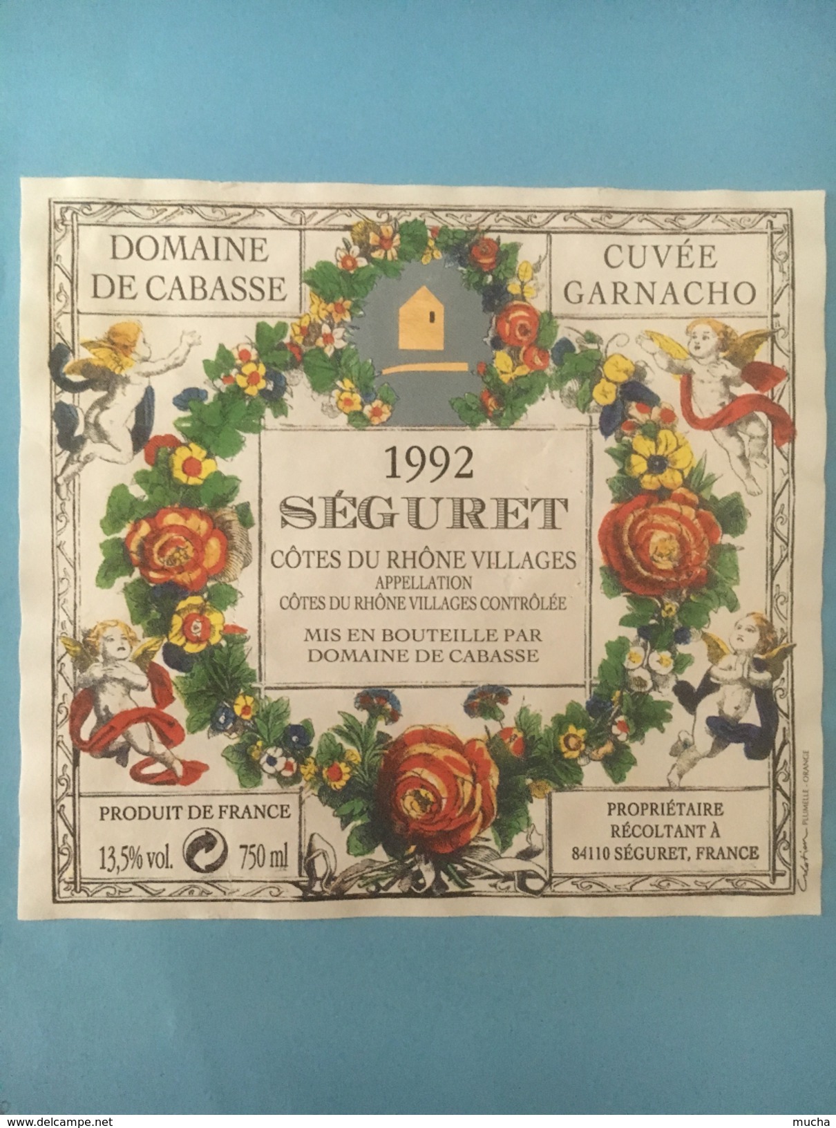 1396 - Séguret 1992 Côtes Du Rhône Villages Domaine De Cabasse Cuvée Garnacho - Côtes Du Rhône