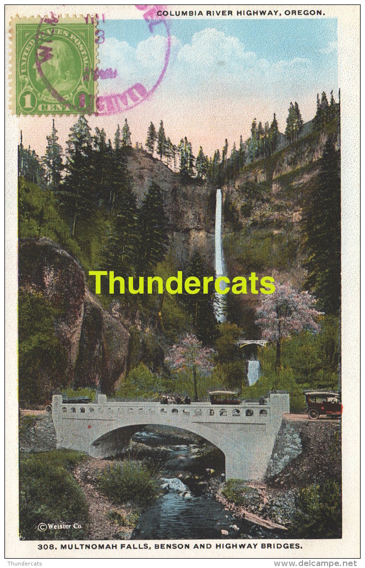 CPA  COLUMBIA RIVER HIGHWAY OREGON MULTNOMAH FALLES BENSON AND HIGHWAY BRIDGES - Autres & Non Classés