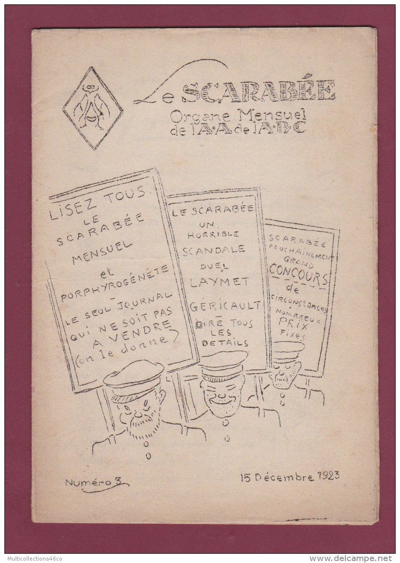 290716 - PARIS Revue Journal - éditorial LE SCARABEE N°3 - 15 Décembre 1923 Humour Satire Dessin - Collections