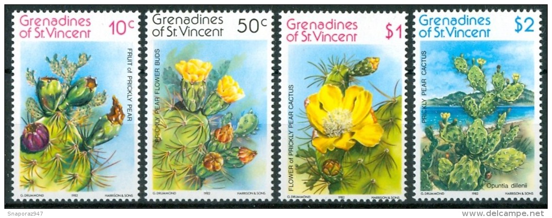 1982 St.Vincent Grenadine Cactus  Fiori Flovers Fleurs Set MNH** B436 - Cactus