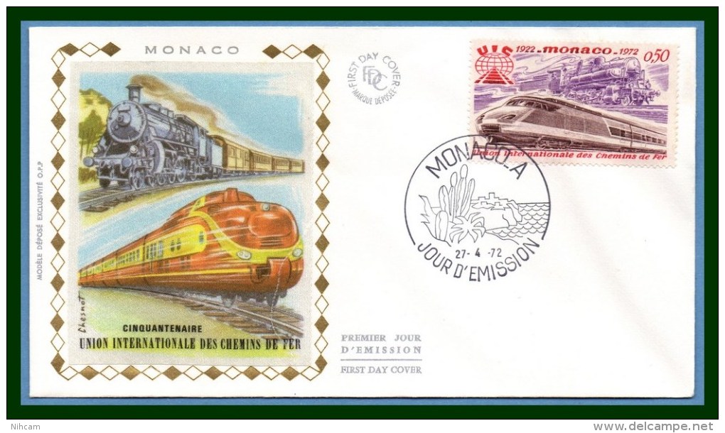 Monaco FDC N° 879 Chemin De Fer 1972 Train Locomotive - FDC