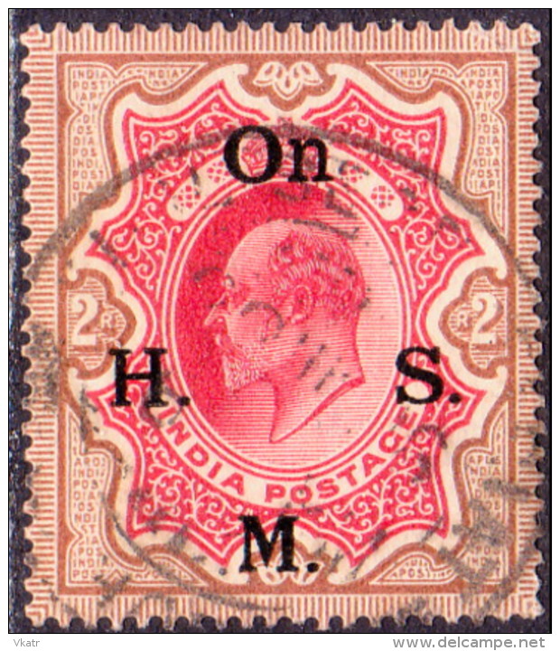 INDIA 1909 SG #O68a 2r Used Official Rose-red And Yellow-brown - 1902-11 King Edward VII