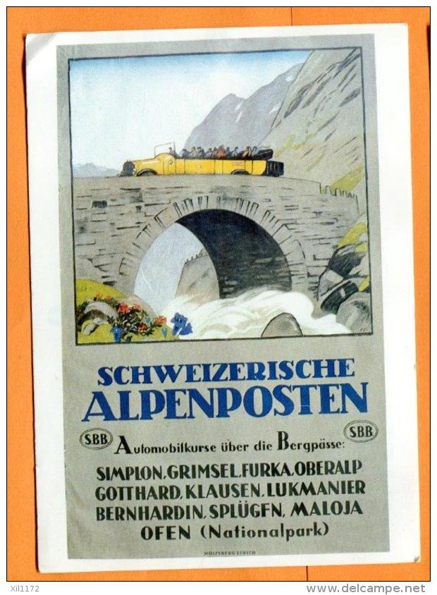 MAX-21  Reproduction Affiche Cardinaux 1923, Car Postal, Postauto, SChweizerische Alpenposten. Non Circulé - Risch-Rotkreuz