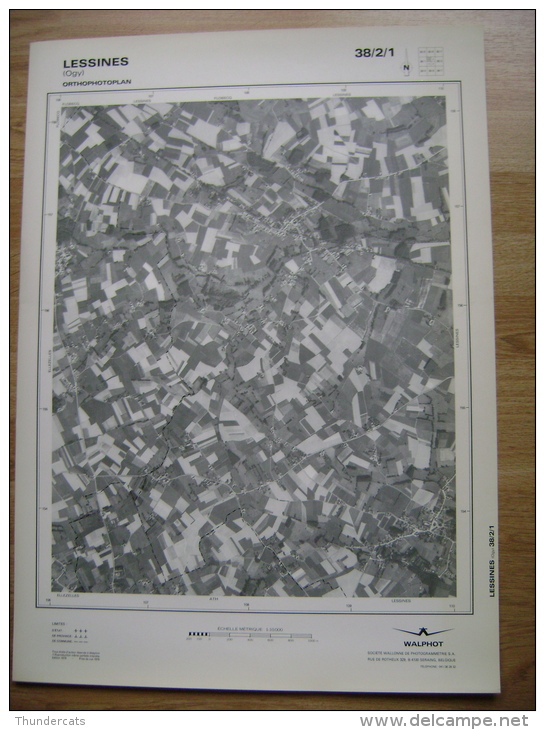 GRAND PHOTO VUE AERIENNE 66 Cm X 48 Cm De 1979 LESSINES OGY - Cartes Topographiques