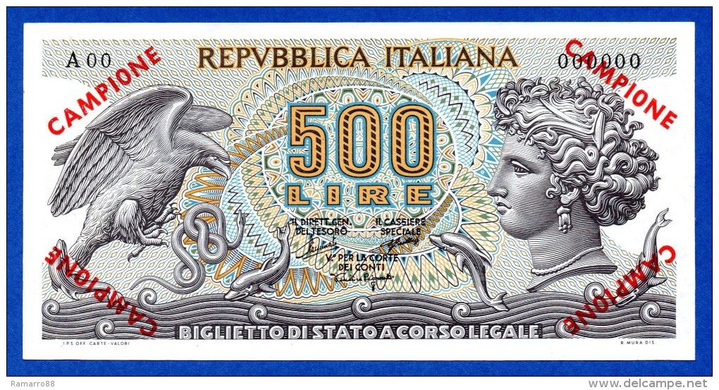 Italy 500 Lire Aretusa Campione Specimen Raro Pick #93 QFds / Unc- - 500 Lire