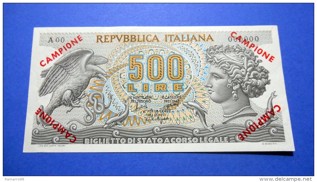 Italy 500 Lire Aretusa Campione Specimen Raro Pick #93 qFds / Unc-