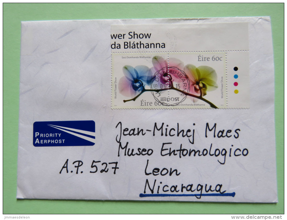 Ireland 2015 Cover To Nicaragua - World Flower Show - Lettres & Documents