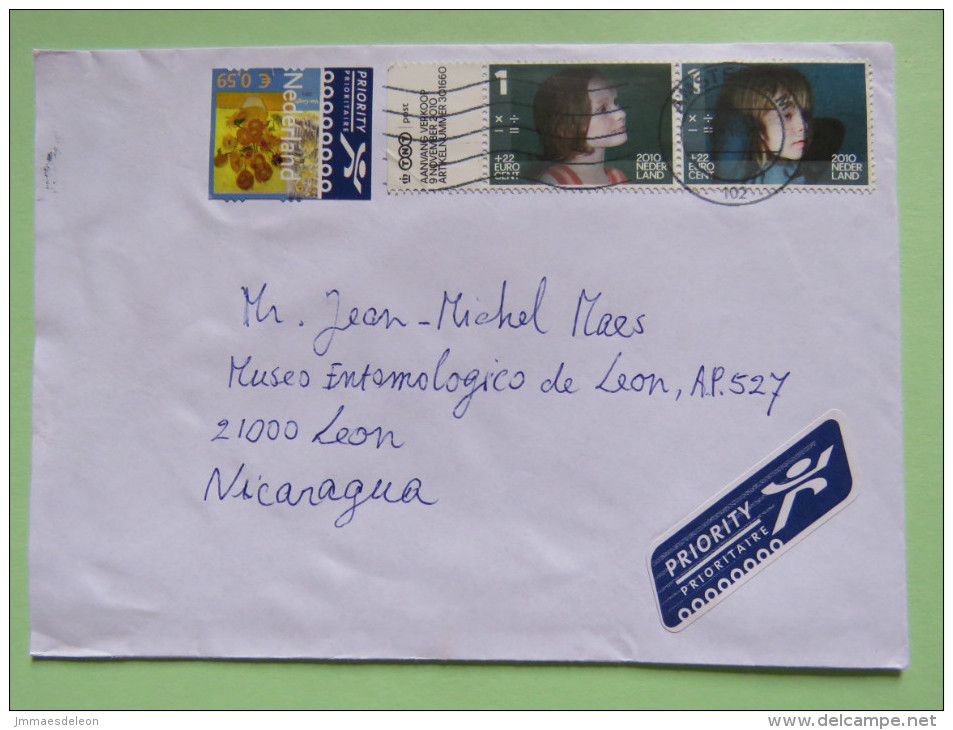 Netherlands 2015 Cover To Nicaragua - Flowers - Children - Lettres & Documents