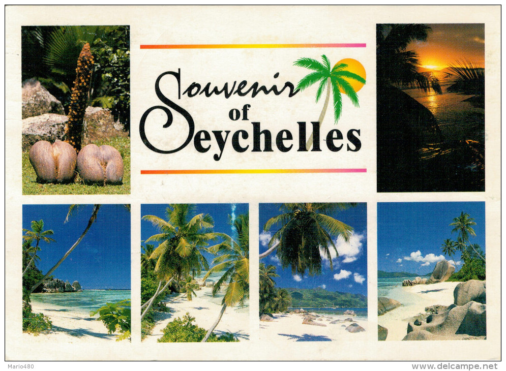 SEYCHELLES   MALE & FEMALE COCO DE MER-  SUNSET- BEACH SCENERIES     (VIAGGIATA) - Seychelles