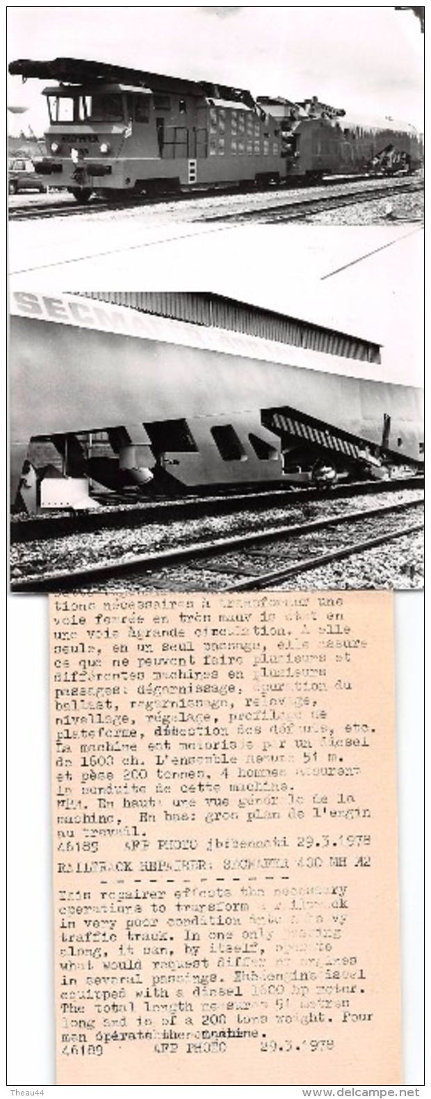 ¤¤  -  Cliché De Presse  -  Génératrice De Voie Ferrée  -  Train , Chemin De Fer  -  Voir Description  -  ¤¤ - Trains