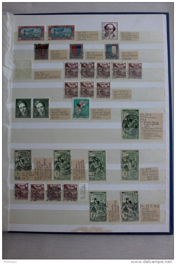 SWITZERLAND VARIETIES / COIL STAMPS STOCK