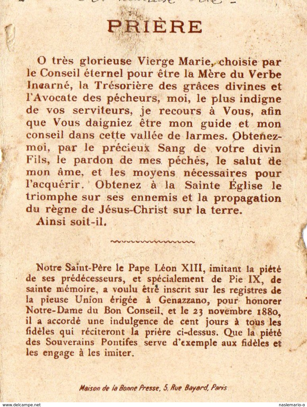 IMAGE PIEUSE "Mater Boni Consilii" Ed Maison De La Bonne Presse Paris - Devotion Images