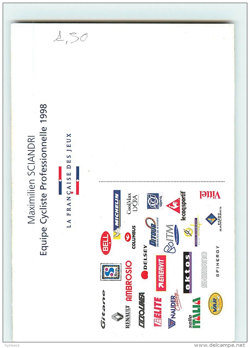 Maximilien SCIANDRI , Autographe Manuscrit, Dédicace . 2 Scans. Cyclisme. FDJ Française Des Jeux - Ciclismo