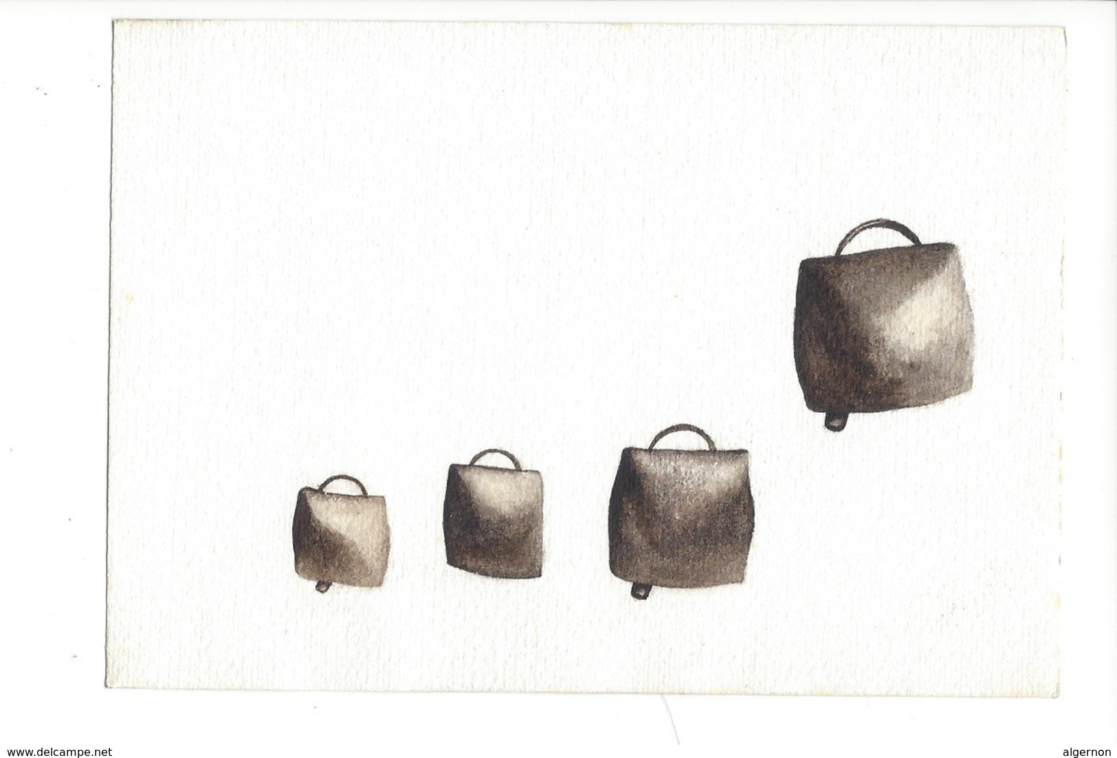 15046 - Petite Aquarelle  Quatre Petites Cloches De Vache (format 13 X 9) - Aquarelles