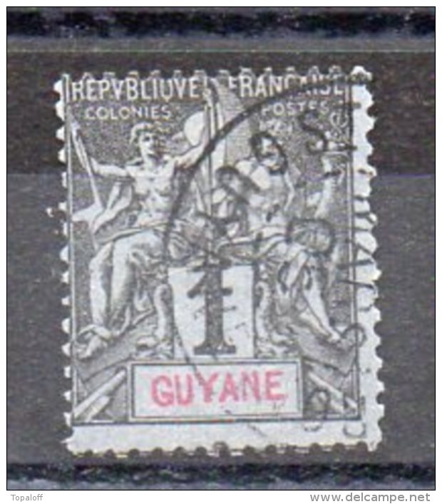 GUYANE   N°30 Noir Sur Azuré  Oblitéré - Oblitérés