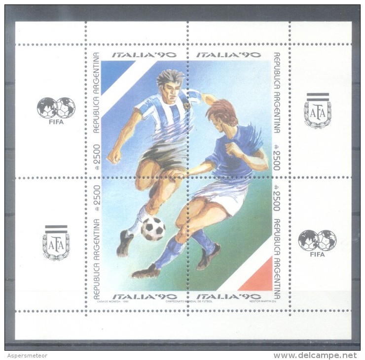 CAMPEONATO MUNDIAL DE FUTBOL ITALIA 90 AÑO 1990 REPUBLICA ARENTINA HOJITA BLOC JALIL NRO. 84 MNH - Blocks & Sheetlets