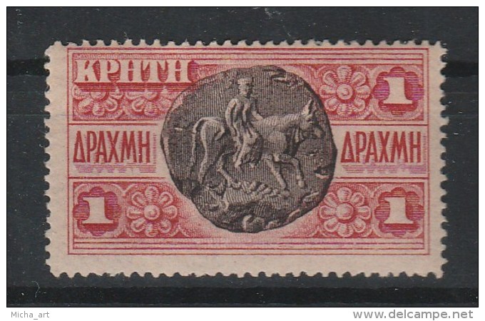 Greece Crete - 1905 Second Issue Of The Cretan State 1 Dr. Key Val MH CV 70 EUR W0372 - Crete