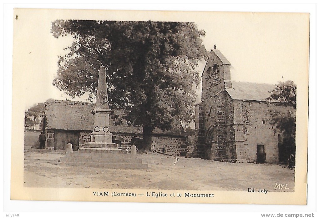 VIAM  (cpa 19)  L'Eglise Et Le Monument - --- L 1 - Autres & Non Classés