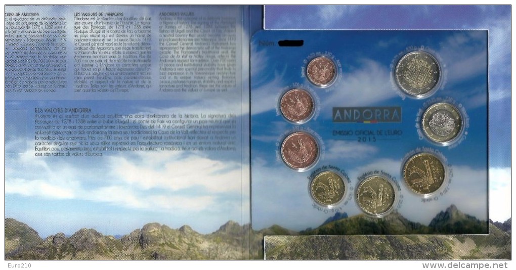 ANDORRA EURO COIN SET 2015 - BU Quality - 8 Coins - Original - Andorra