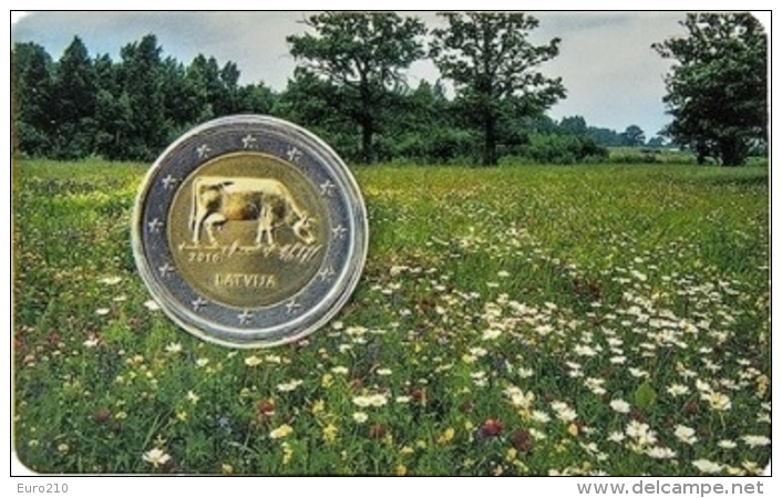 LATVIA 2 EURO Commemorative 2016 - Brown Cow - Coin Card - Letland