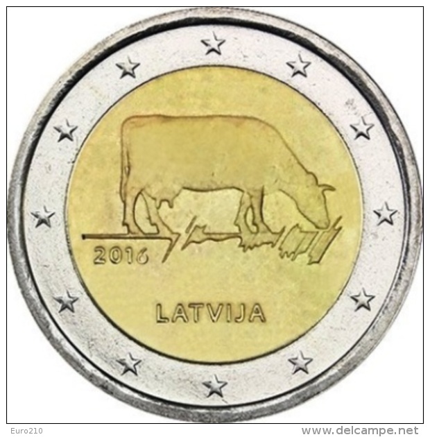 LATVIA 2 EURO Commemorative 2016 - Brown Cow - Coin Card - Letonia