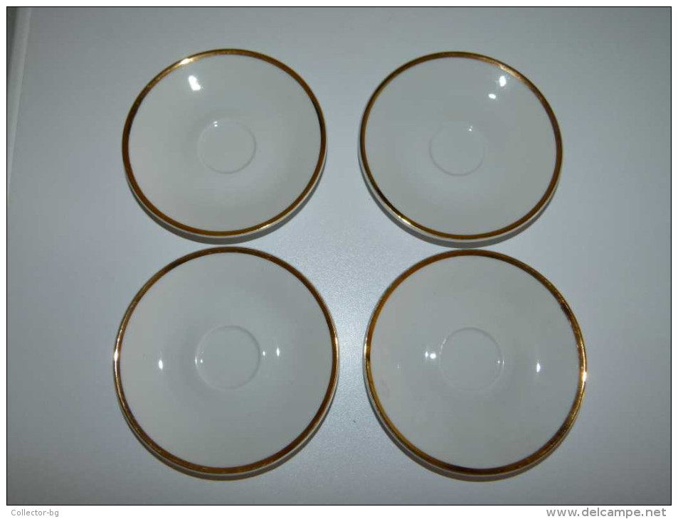 VINTAGE BEAUTIFUL CZECH EPIAG PORCELAIN PLATES 4 PIECES GOLD PLATED 1960"S SEAL ORIGINAL RARE - Other & Unclassified