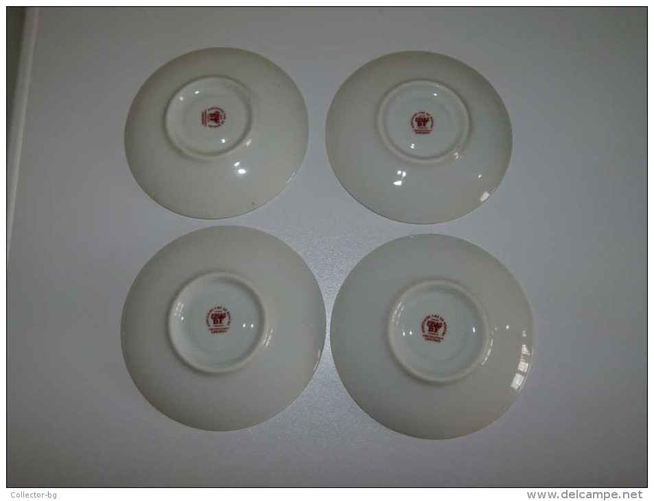 VINTAGE BEAUTIFUL CZECH EPIAG PORCELAIN PLATES 4 PIECES GOLD PLATED 1960"S SEAL ORIGINAL RARE - Otros & Sin Clasificación