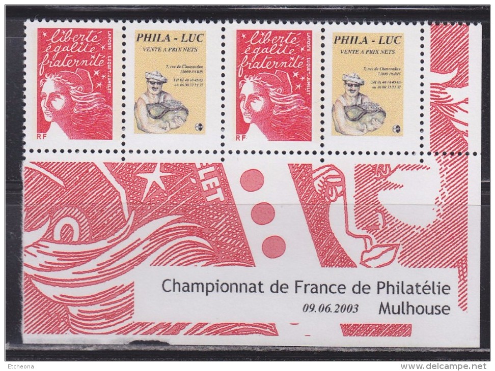 = Timbres Marianne Luquet Du 14 Juillet YT 2 N°3417a Neuf Personnalisé Gommé Papier & Gomme Mate Logo Privé Coin Daté - Autres & Non Classés