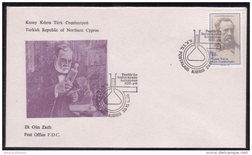 AC - NORTHERN CYPRUS FDC - ANNIVERSARIES AND EVENTS CENTENARY OF RABIES VACCINE BY LOUIS PASTEUR 1985 - Briefe U. Dokumente