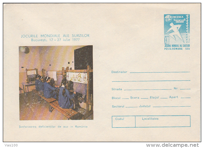 HANDICAPS, DEAD PEOPLES WORLD GAMES, WORKSHOP, COVER STATIONERY, ENTIER POSTAL, 1977, ROMANIA - Handicaps