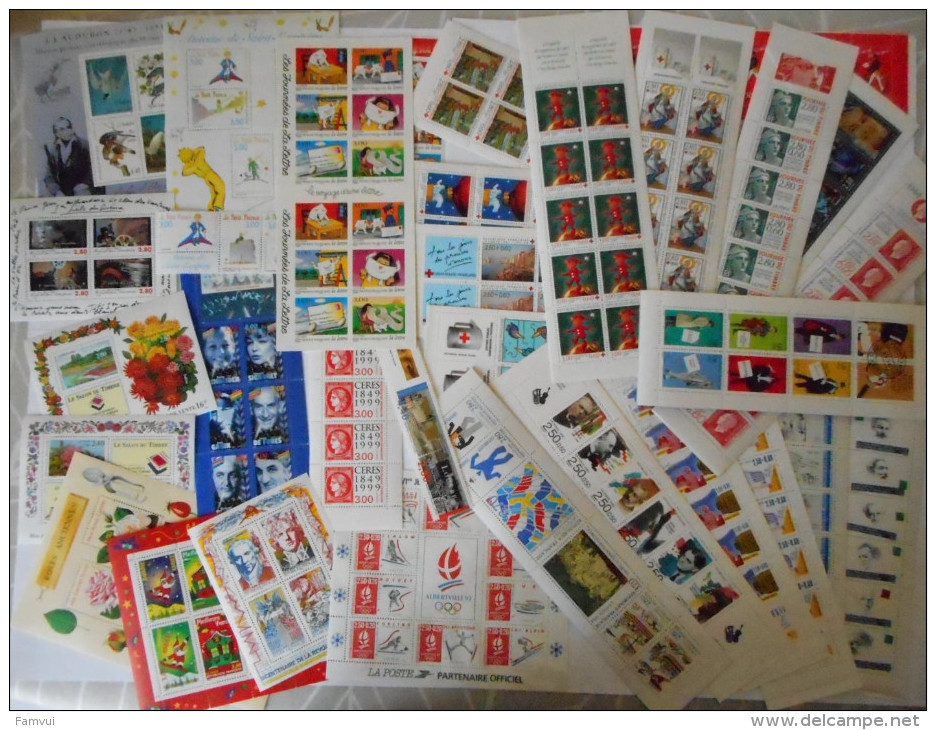 LOT Blocs Et Carnets NEUFS Non Pliés. Années 1990 à 99 (lot 6)-40% Valeur Faciale - Unused Stamps