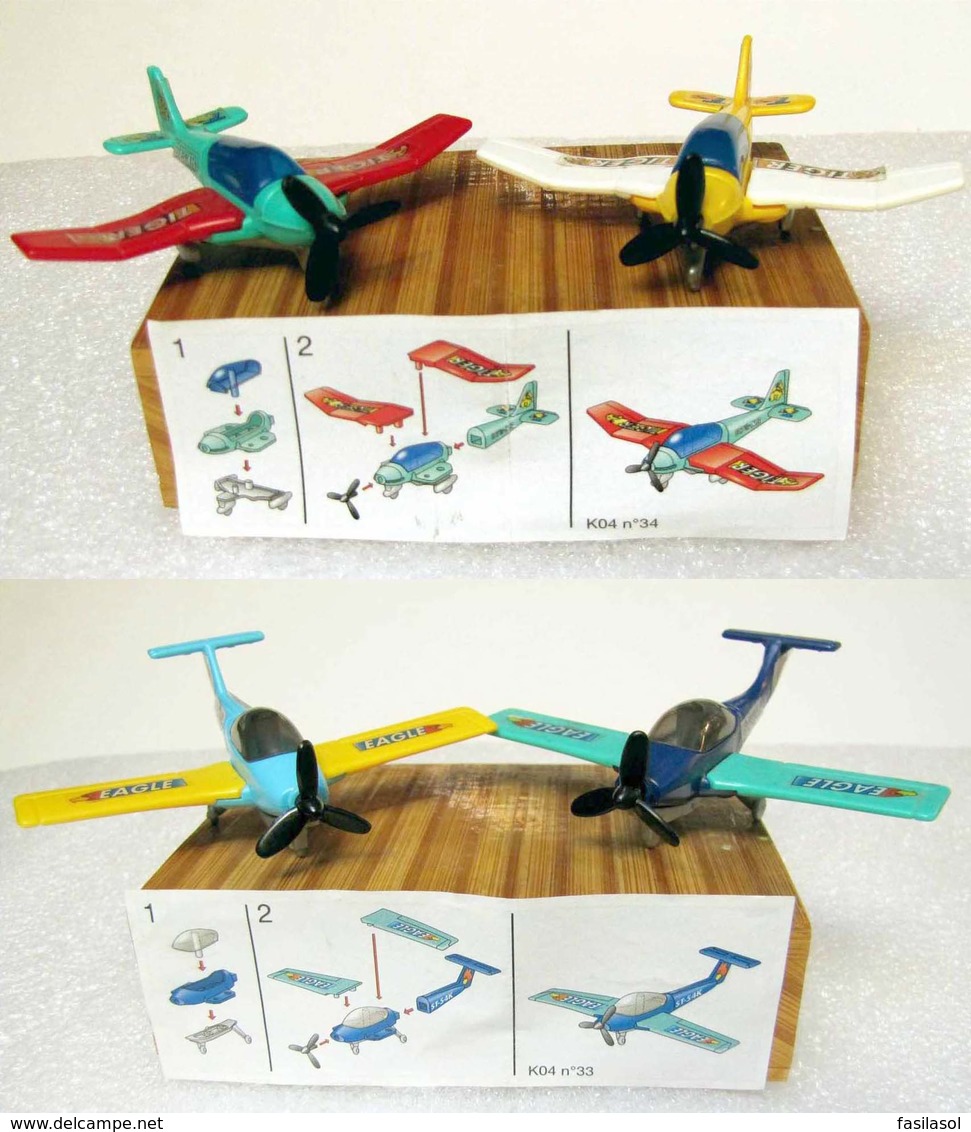 Kinder : Avion De Sport EAGLE & TIGER De 1997 Avec Sa Variante De 2004 Et 1 BPZ - Lots