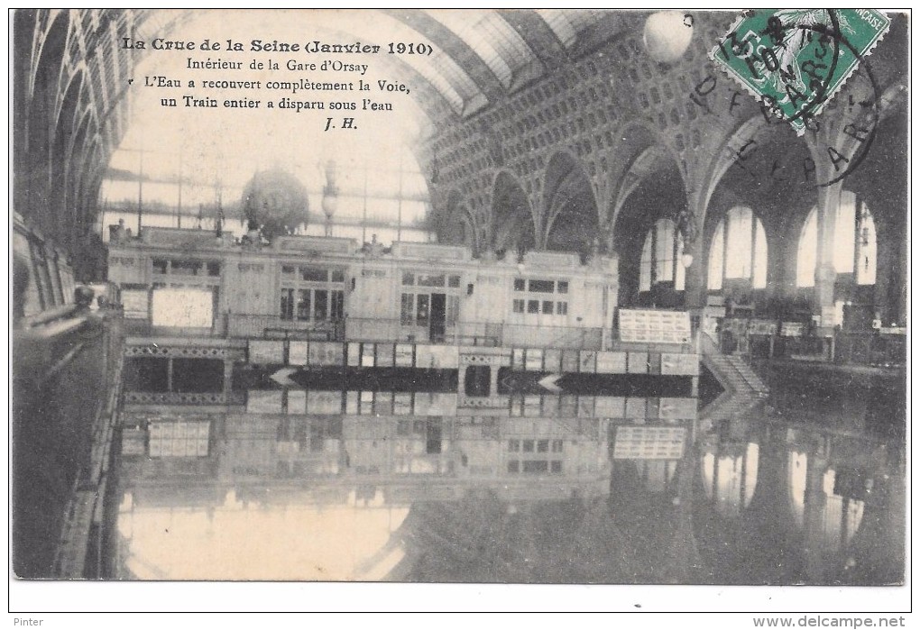 PARIS - La Crue De La Seine Janvier 1910 - Intérieur De La Gare D'Orsay - Arrondissement: 07