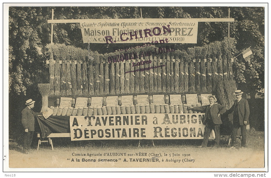 Cappelle Par Templeuve Maison Desprez Semences Au Comice Agricole Aubigny Sur Nère Cher 5/6/1910 Tavernier - Cappelle La Grande
