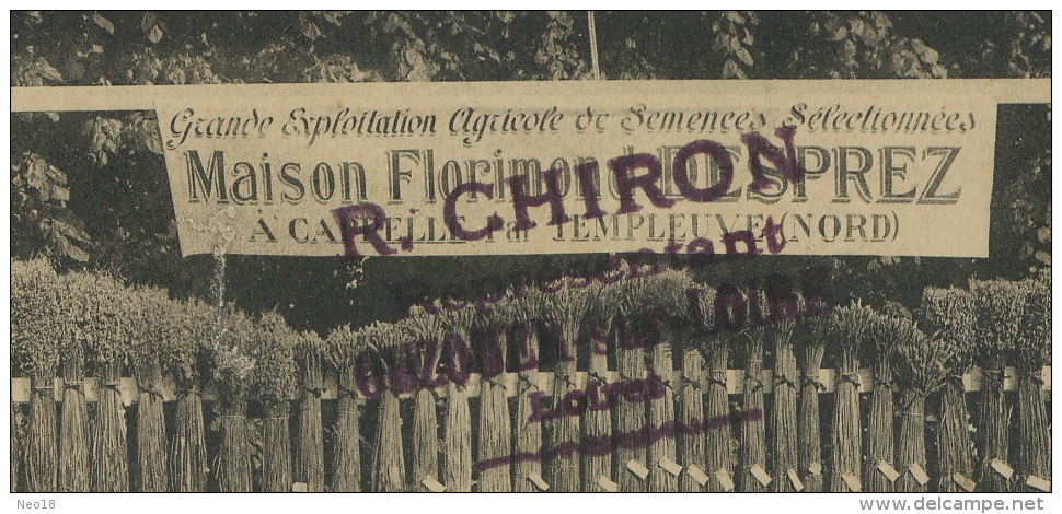 Cappelle Par Templeuve Maison Desprez Semences Au Comice Agricole Aubigny Sur Nère Cher 5/6/1910 Tavernier - Cappelle La Grande