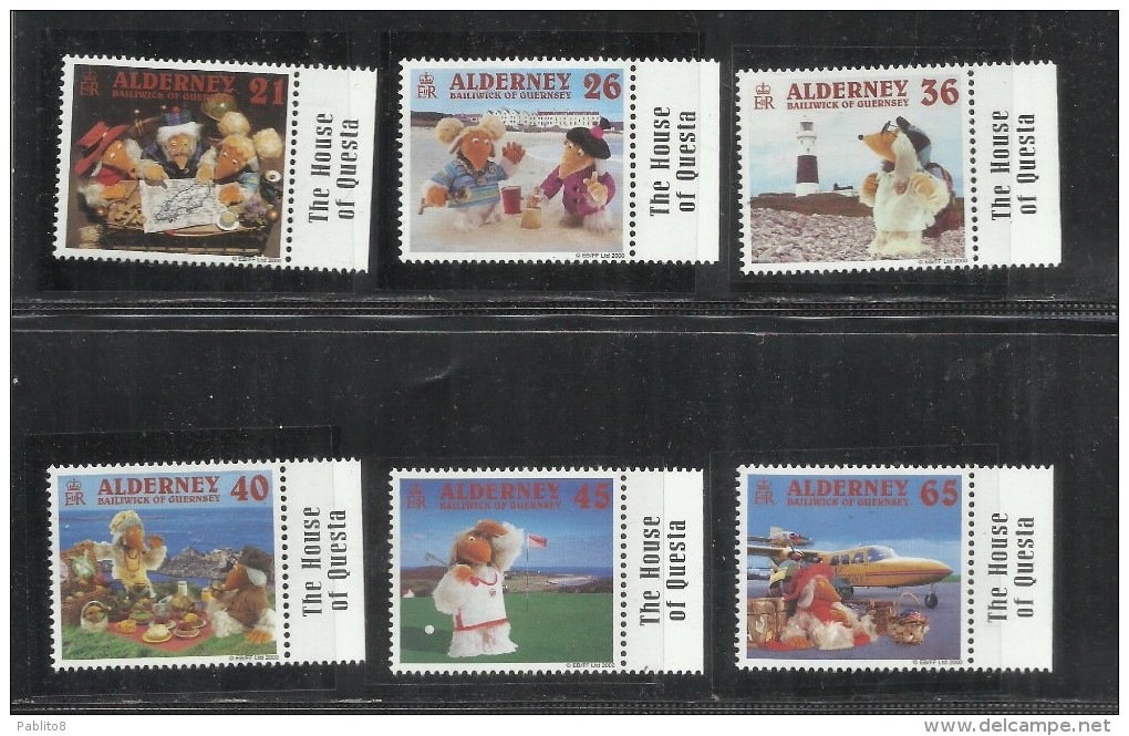 ALDERNEY 2000 THE WOMBLES ON VACATION IN VACANZA COMPLETE SET SERIE COMPLETA MNH - Alderney